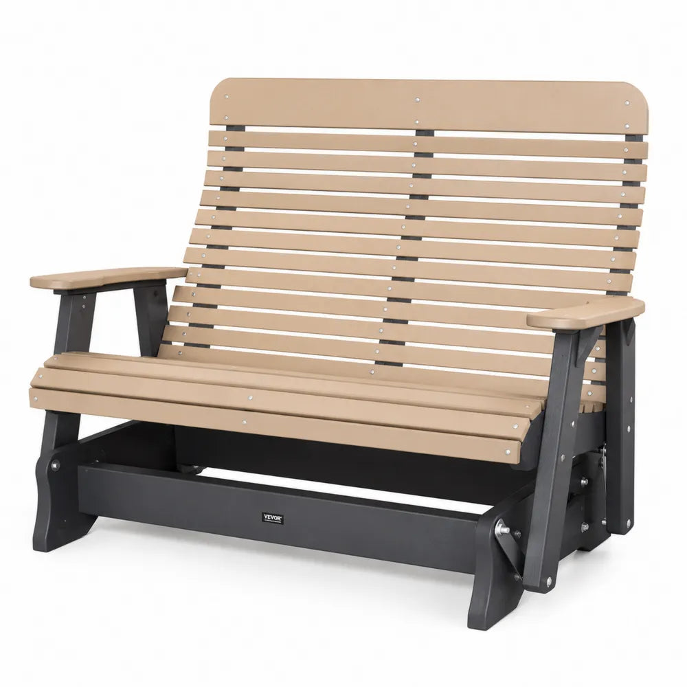 Banc à bascule extérieur en plastique beige/noir 140cm