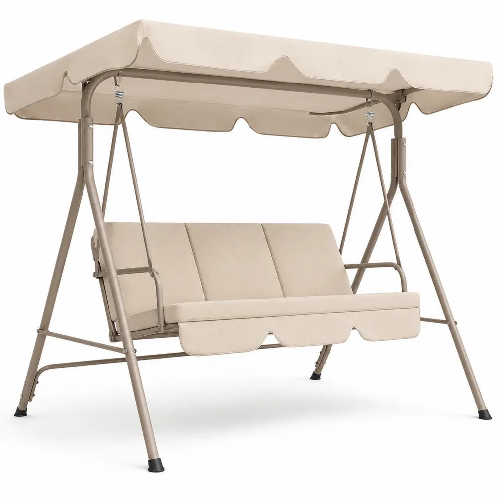 Balancelle d'extérieur en acier et tissu beige