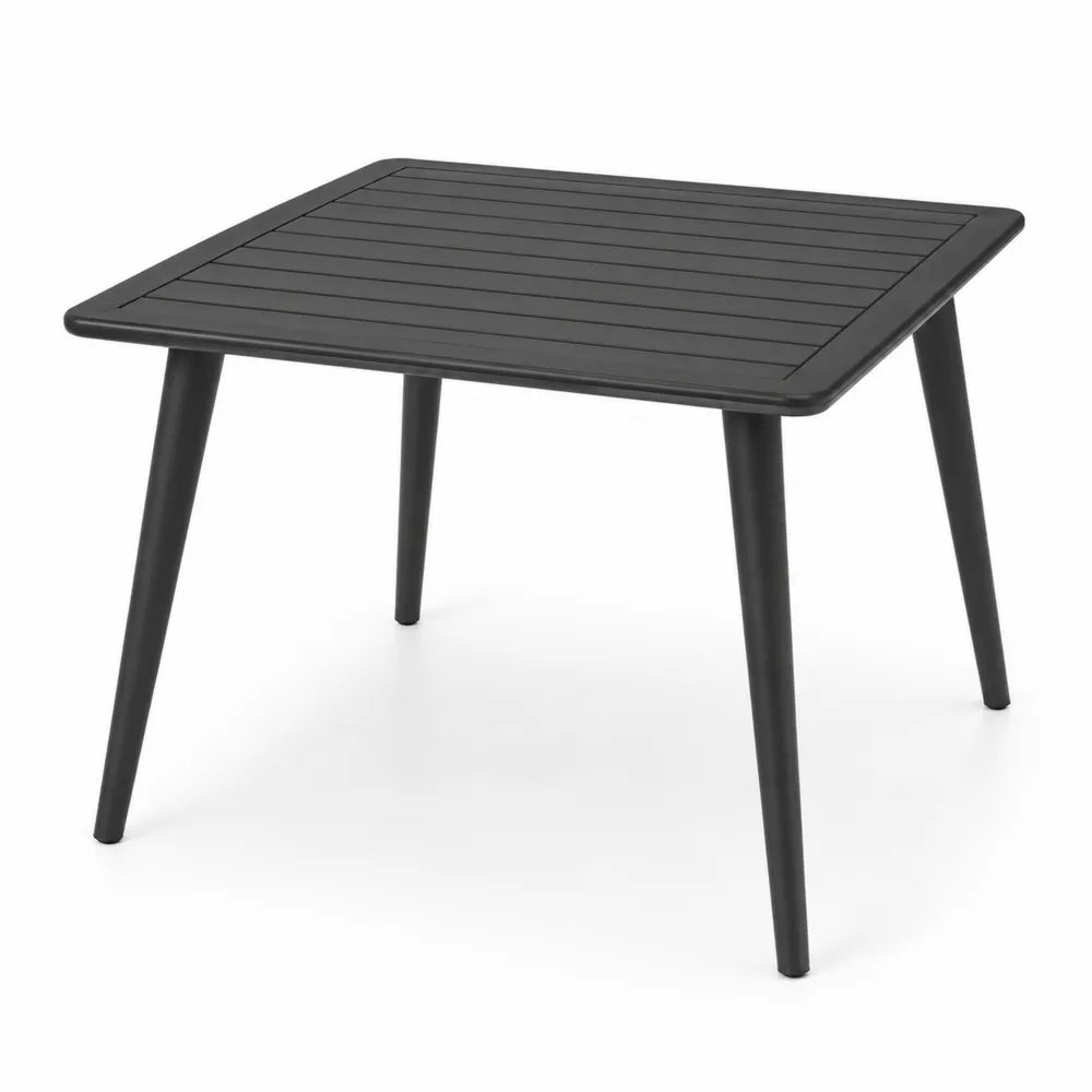 Table de jardin carrée en métal noir