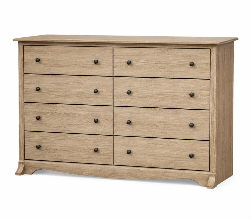 Commode en bois avec 8 tiroirs en chêne mélaminé 120x40x90cm