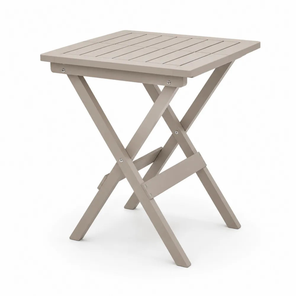 Table pliante carrée en métal taupe 50x50x70 cm