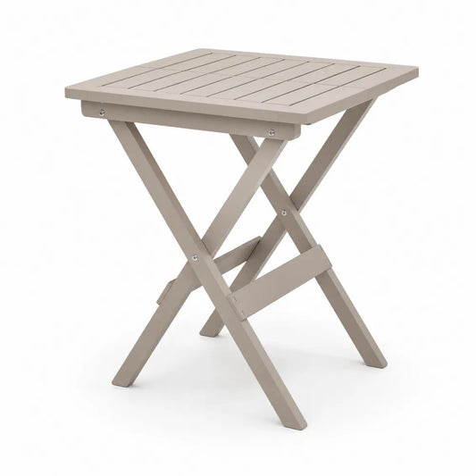 Table pliante carrée en métal taupe 50x50x70 cm