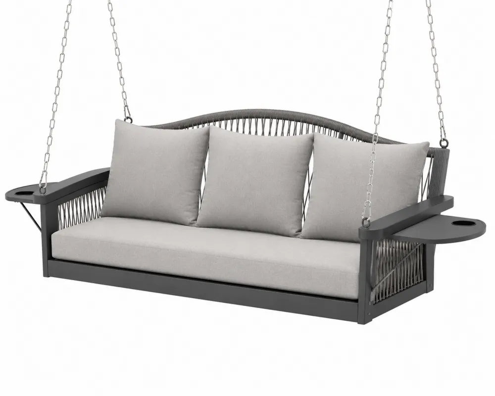 Balancelle en Aluminium Gris avec Coussins en Polyester