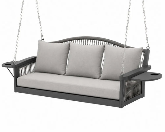 Balancelle en Aluminium Gris avec Coussins en Polyester