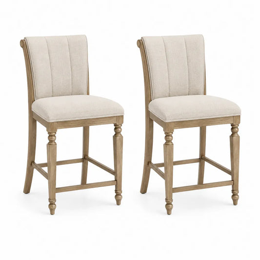 Set de 2 chaises en bois et tissu beige