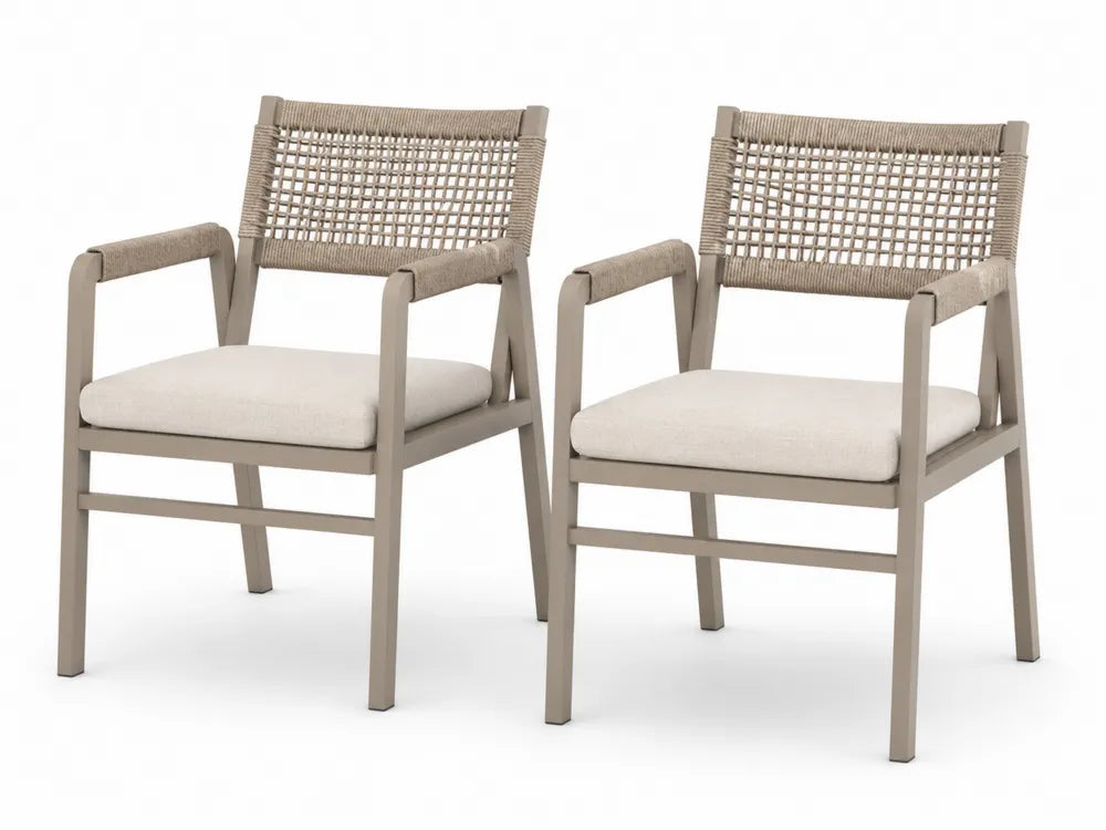 Ensemble de 2 chaises de jardin en aluminium et polyester beige