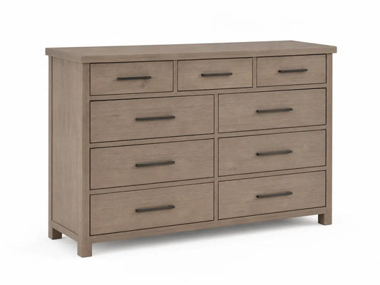 Commode en Bois Massif de Chêne Clair 9 Tiroirs
