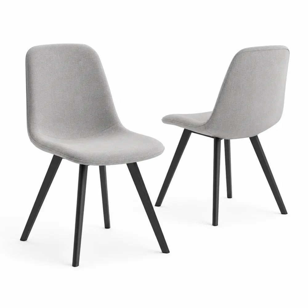 Chaises en tissu gris avec pieds en métal noir 52x48x80 cm - lot de 2
