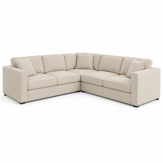 Canapé d'angle modulaire en tissu beige
