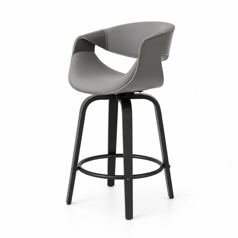 Chaise de bar pivotante en métal et similicuir gris