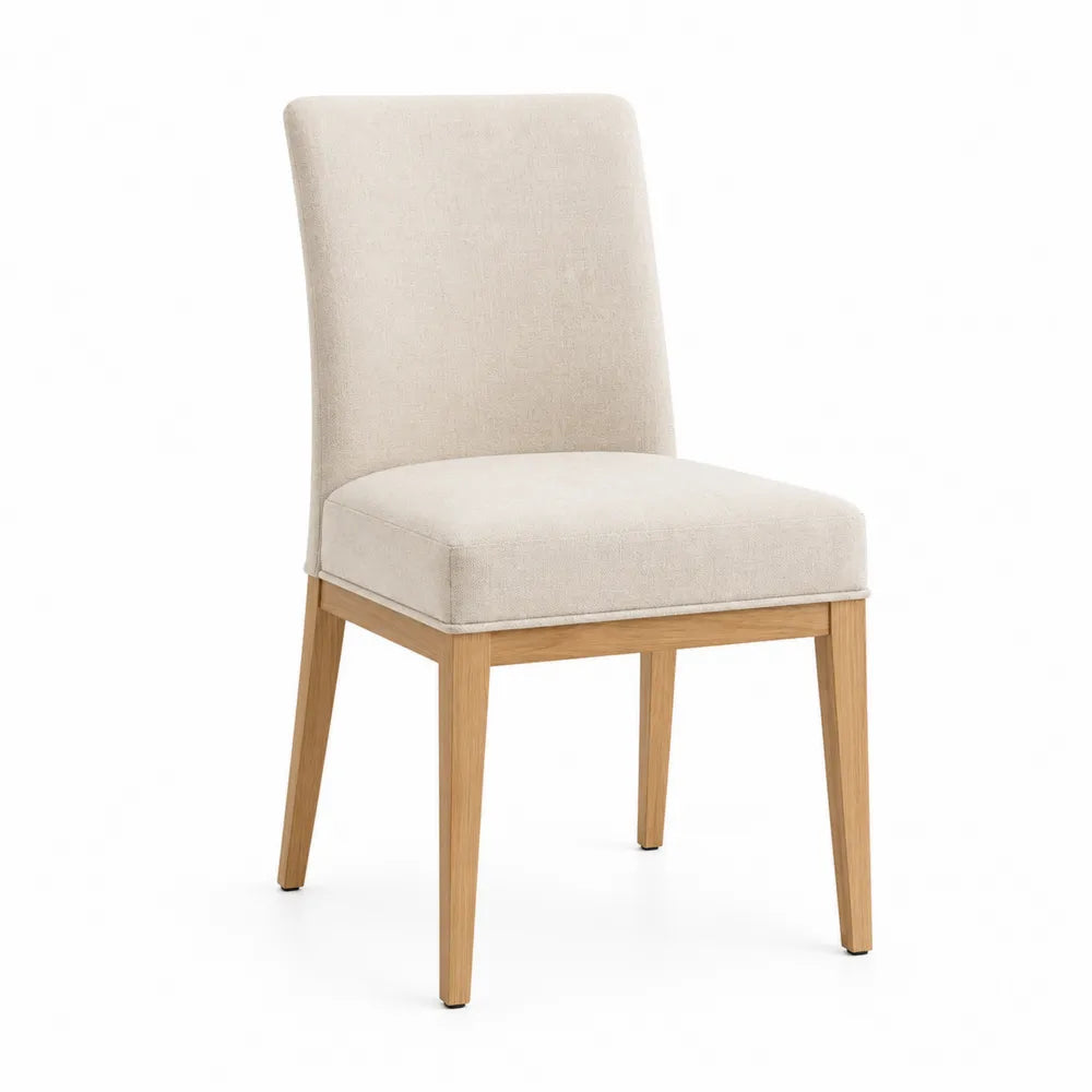 Chaise en bois avec tissu en polyester beige