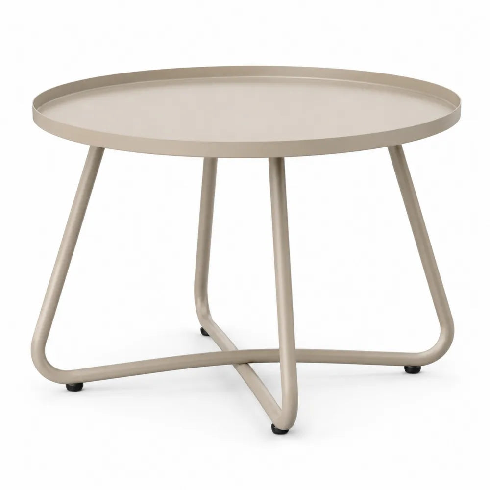 Table ronde de jardin en métal beige