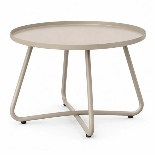 Table ronde de jardin en métal beige